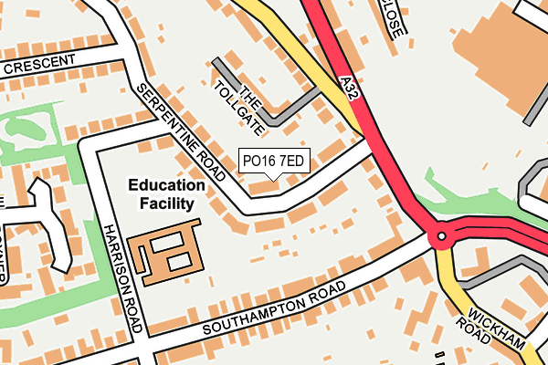 PO16 7ED map - OS OpenMap – Local (Ordnance Survey)