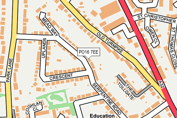 PO16 7EE map - OS OpenMap – Local (Ordnance Survey)