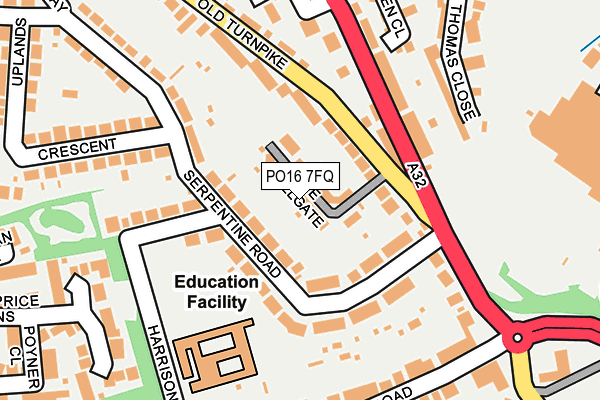 PO16 7FQ map - OS OpenMap – Local (Ordnance Survey)