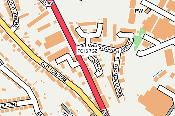 PO16 7GZ map - OS OpenMap – Local (Ordnance Survey)