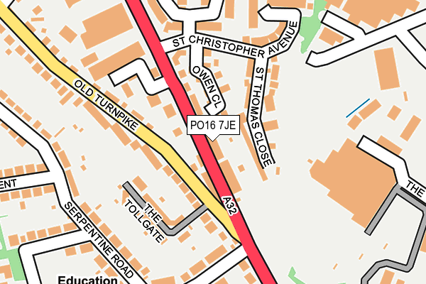 PO16 7JE map - OS OpenMap – Local (Ordnance Survey)