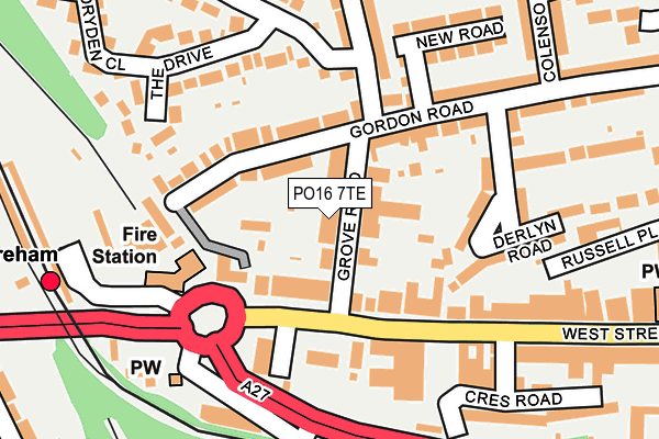 PO16 7TE map - OS OpenMap – Local (Ordnance Survey)