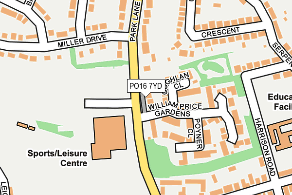 PO16 7YD map - OS OpenMap – Local (Ordnance Survey)