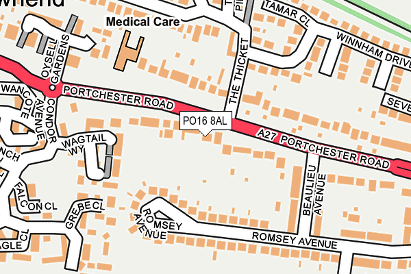 PO16 8AL map - OS OpenMap – Local (Ordnance Survey)