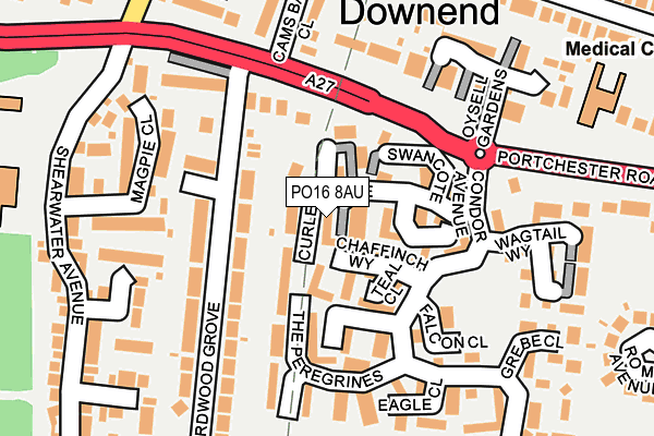 PO16 8AU map - OS OpenMap – Local (Ordnance Survey)