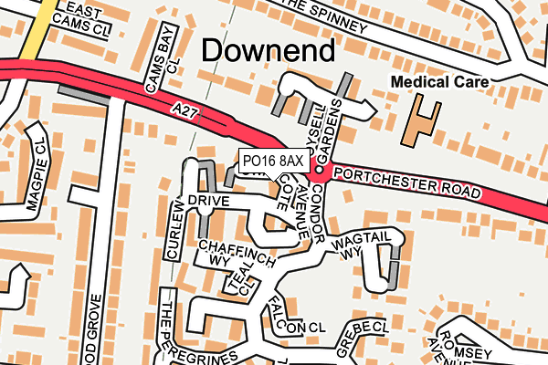 PO16 8AX map - OS OpenMap – Local (Ordnance Survey)