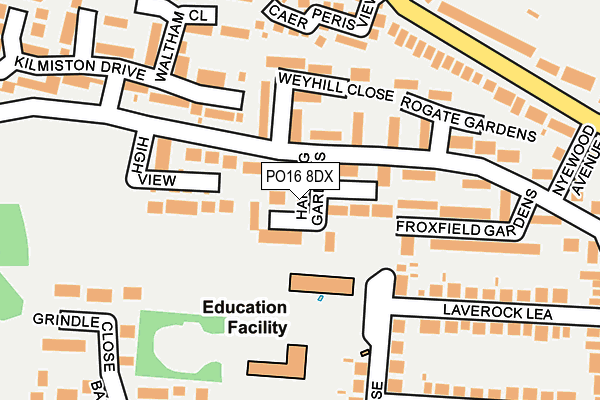 PO16 8DX map - OS OpenMap – Local (Ordnance Survey)