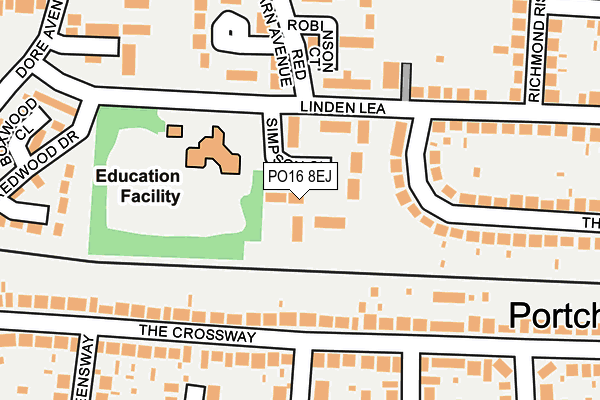 PO16 8EJ map - OS OpenMap – Local (Ordnance Survey)