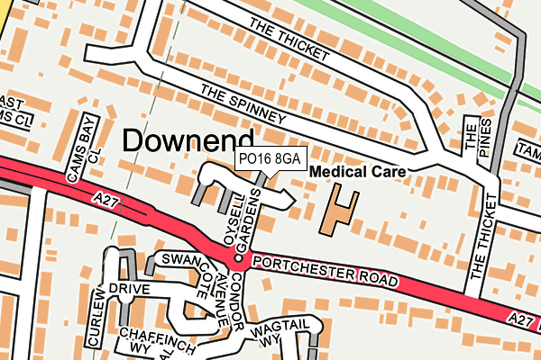 PO16 8GA map - OS OpenMap – Local (Ordnance Survey)