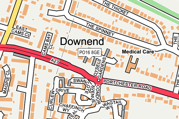 PO16 8GE map - OS OpenMap – Local (Ordnance Survey)