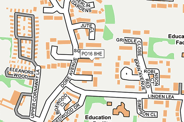 PO16 8HE map - OS OpenMap – Local (Ordnance Survey)