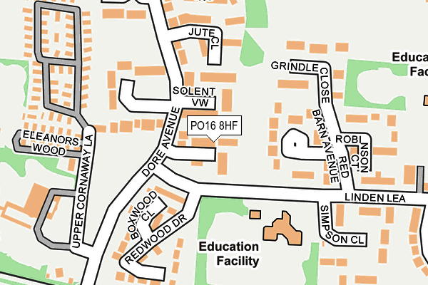 PO16 8HF map - OS OpenMap – Local (Ordnance Survey)