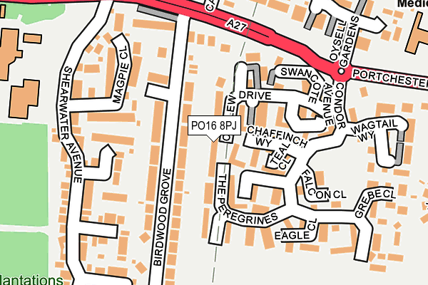 PO16 8PJ map - OS OpenMap – Local (Ordnance Survey)