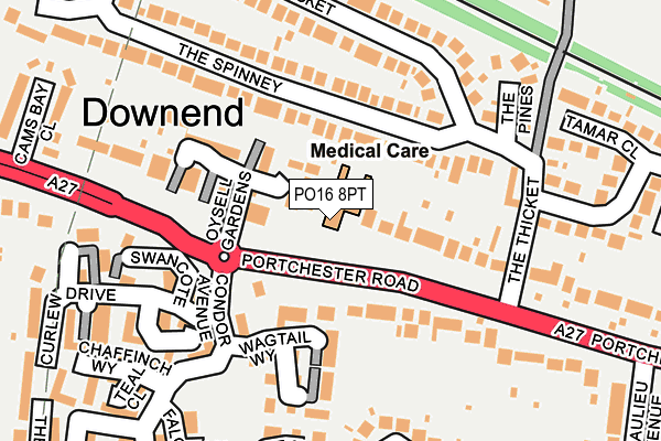 PO16 8PT map - OS OpenMap – Local (Ordnance Survey)