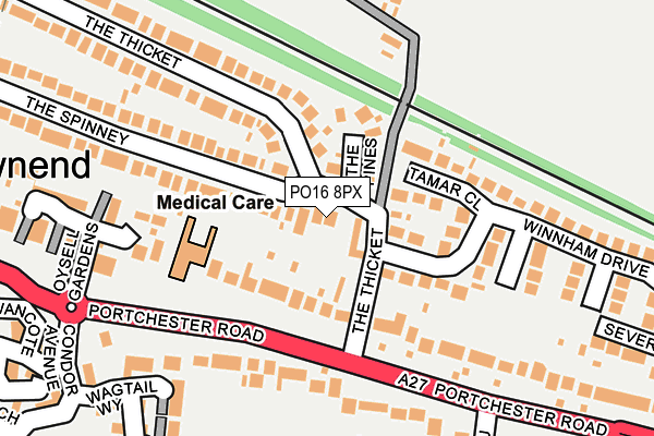 PO16 8PX map - OS OpenMap – Local (Ordnance Survey)