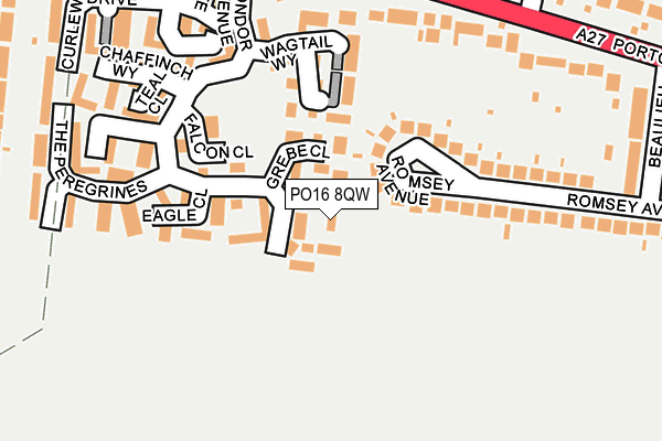 PO16 8QW map - OS OpenMap – Local (Ordnance Survey)