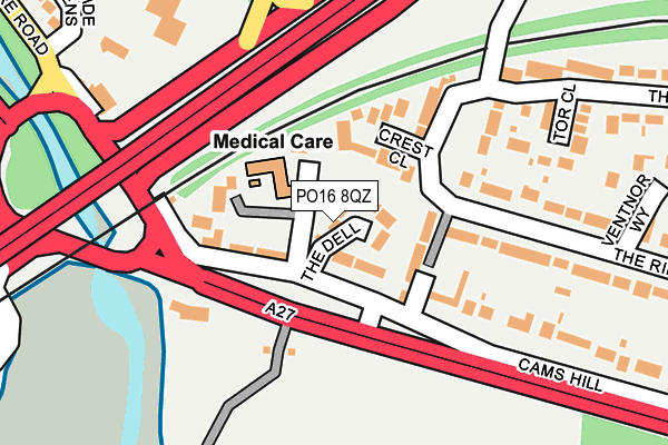 PO16 8QZ map - OS OpenMap – Local (Ordnance Survey)