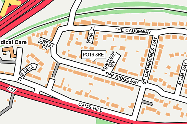 PO16 8RE map - OS OpenMap – Local (Ordnance Survey)