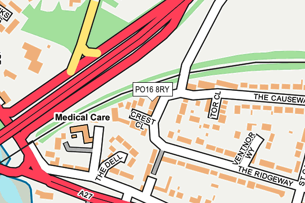 PO16 8RY map - OS OpenMap – Local (Ordnance Survey)