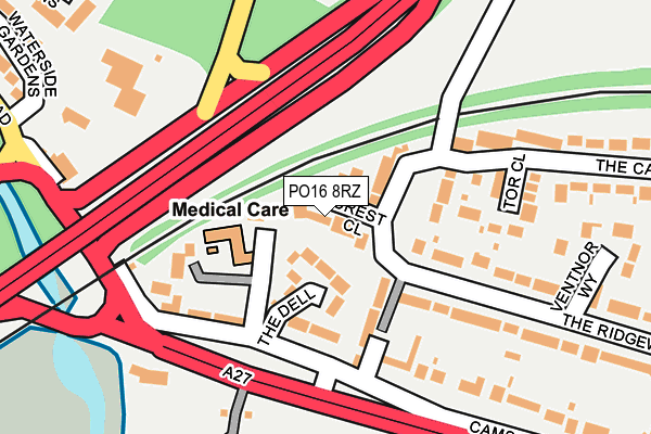 PO16 8RZ map - OS OpenMap – Local (Ordnance Survey)