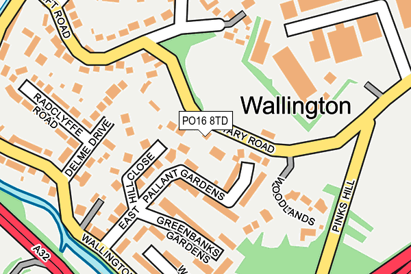 PO16 8TD map - OS OpenMap – Local (Ordnance Survey)