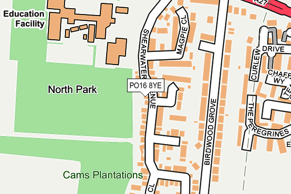 PO16 8YE map - OS OpenMap – Local (Ordnance Survey)