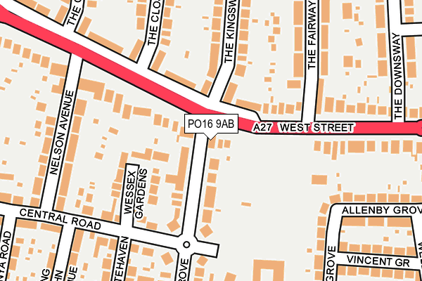 PO16 9AB map - OS OpenMap – Local (Ordnance Survey)