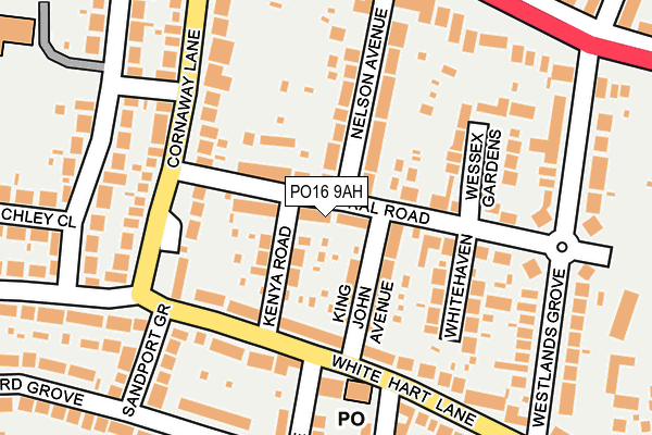 PO16 9AH map - OS OpenMap – Local (Ordnance Survey)