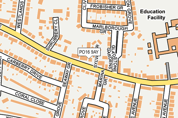 PO16 9AY map - OS OpenMap – Local (Ordnance Survey)