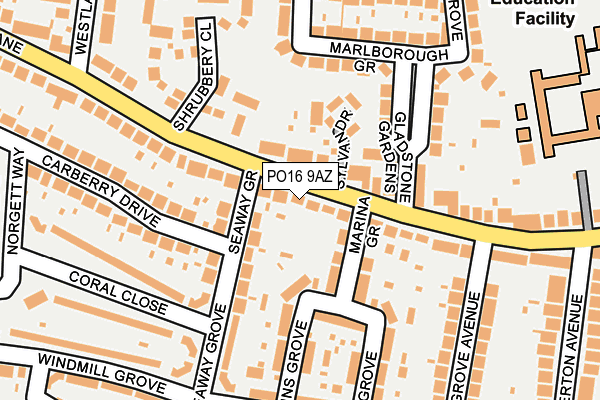 PO16 9AZ map - OS OpenMap – Local (Ordnance Survey)