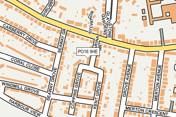 PO16 9HE map - OS OpenMap – Local (Ordnance Survey)