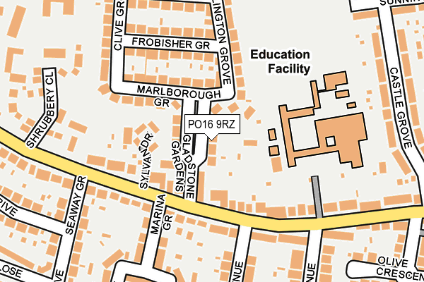 PO16 9RZ map - OS OpenMap – Local (Ordnance Survey)