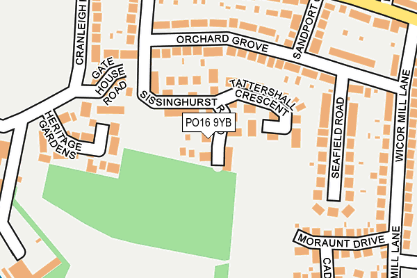 PO16 9YB map - OS OpenMap – Local (Ordnance Survey)