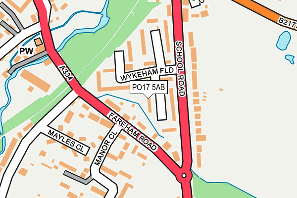 PO17 5AB map - OS OpenMap – Local (Ordnance Survey)