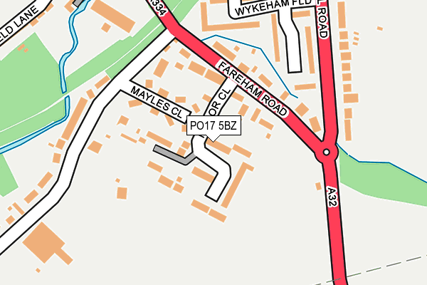 PO17 5BZ map - OS OpenMap – Local (Ordnance Survey)
