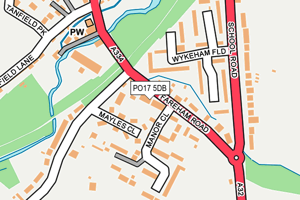 PO17 5DB map - OS OpenMap – Local (Ordnance Survey)