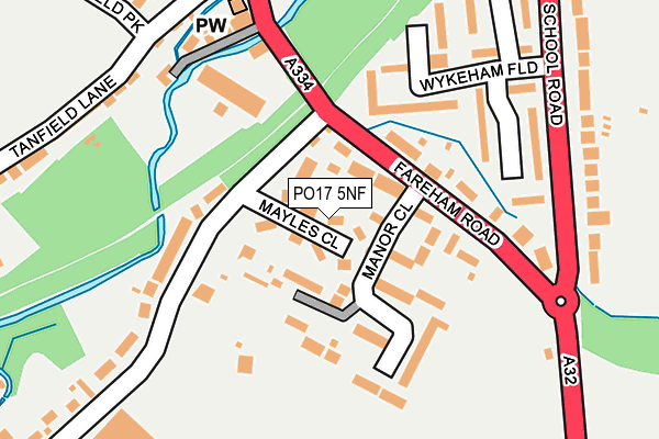 PO17 5NF map - OS OpenMap – Local (Ordnance Survey)