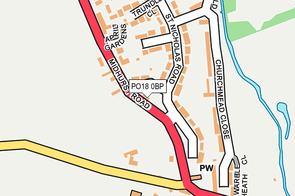 PO18 0BP map - OS OpenMap – Local (Ordnance Survey)