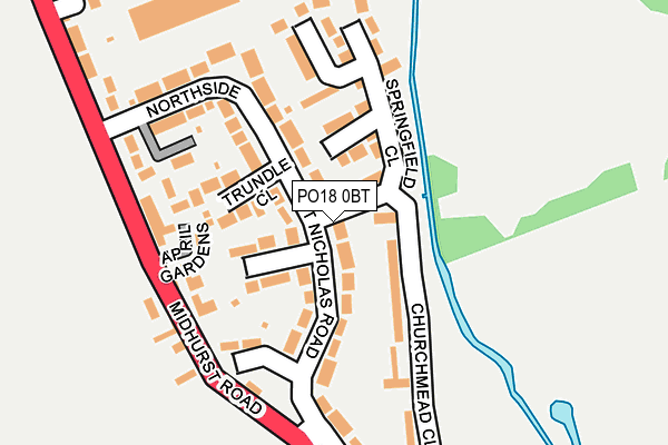 PO18 0BT map - OS OpenMap – Local (Ordnance Survey)