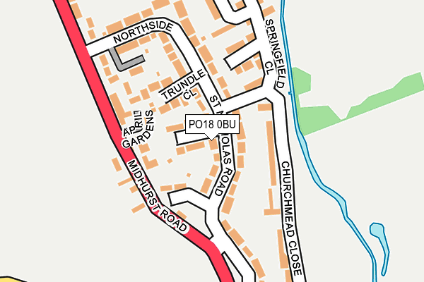 PO18 0BU map - OS OpenMap – Local (Ordnance Survey)