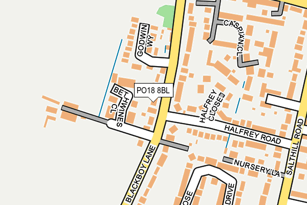 PO18 8BL map - OS OpenMap – Local (Ordnance Survey)