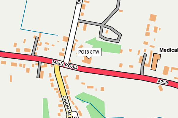 PO18 8PW map - OS OpenMap – Local (Ordnance Survey)