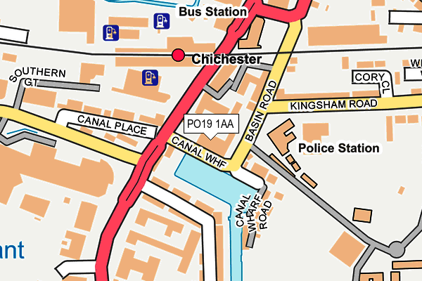PO19 1AA map - OS OpenMap – Local (Ordnance Survey)