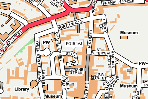 PO19 1AJ map - OS OpenMap – Local (Ordnance Survey)