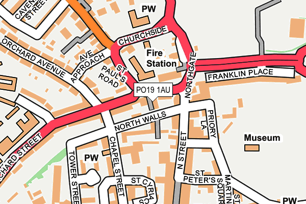 PO19 1AU map - OS OpenMap – Local (Ordnance Survey)