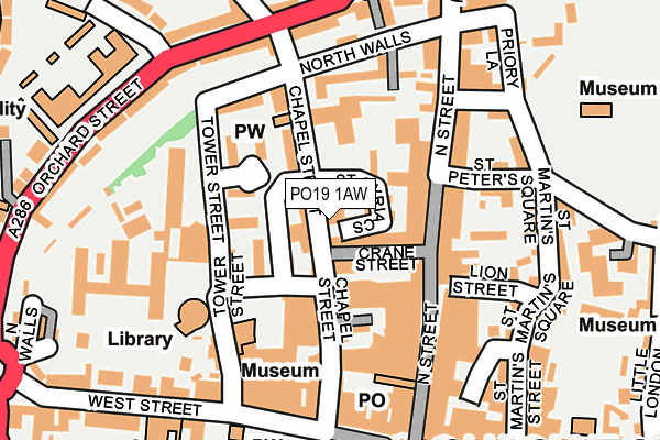 PO19 1AW map - OS OpenMap – Local (Ordnance Survey)