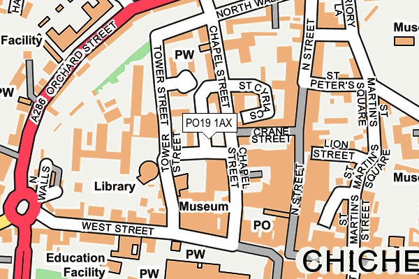 PO19 1AX map - OS OpenMap – Local (Ordnance Survey)