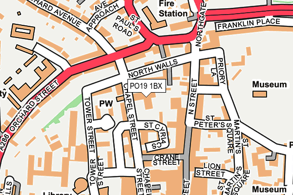 PO19 1BX map - OS OpenMap – Local (Ordnance Survey)