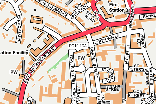 PO19 1DA map - OS OpenMap – Local (Ordnance Survey)