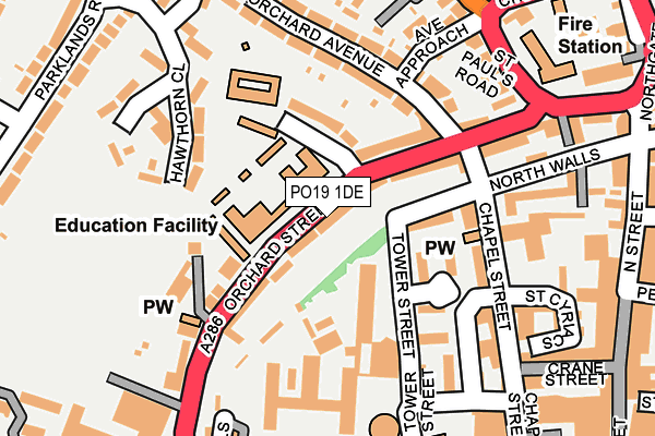 PO19 1DE map - OS OpenMap – Local (Ordnance Survey)